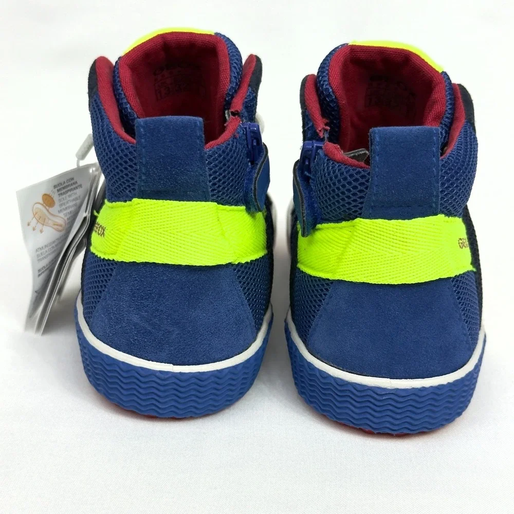 GEOX J ALONISSO B. H - Mesh+Suede Youth Boys‎ Shoes Navy/Fluo Yellow US 1/ EU 32